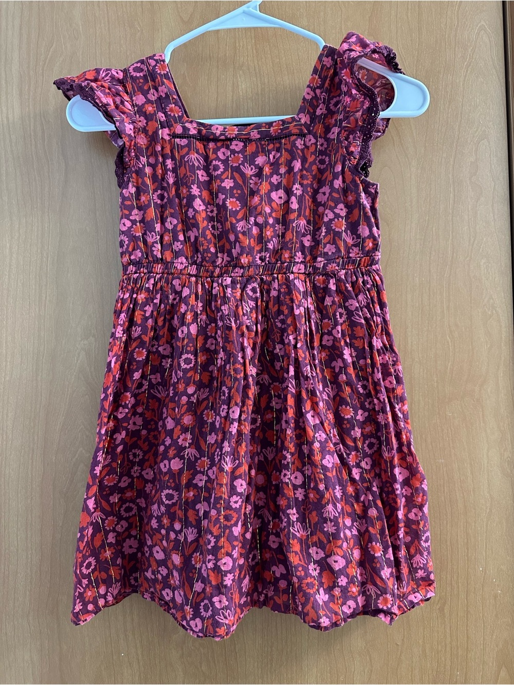 Girls Floral Ruffle Sleeve Dress